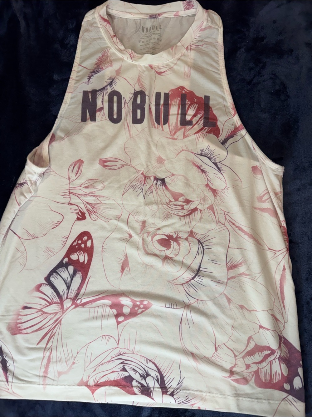 NOBULL Floral Butterfly Muscle Tank - Pink on White